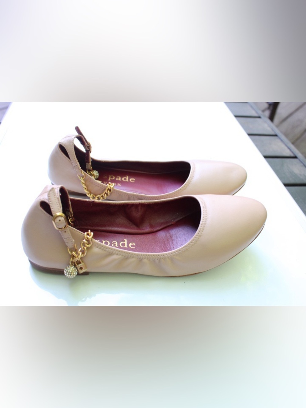 Kate Spade crush flats with chain